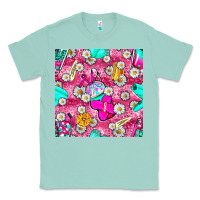 Seafoam hairstylist coffee cups and daisy with leopard seamless pattern bbs Classic Tee - BundleAndBundleShop