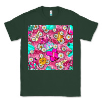 Sports Green hairstylist coffee cups and daisy with leopard seamless pattern bbs Classic Tee - BundleAndBundleShop
