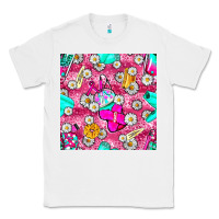 White hairstylist coffee cups and daisy with leopard seamless pattern bbs Classic Tee - BundleAndBundleShop