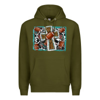 Army Green football cross aztec leopard background Premium Hoodie - RanaPortraitStore