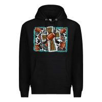Black football cross aztec leopard background Premium Hoodie - RanaPortraitStore