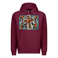 Burgundy football cross aztec leopard background Premium Hoodie - RanaPortraitStore