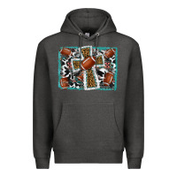 Charcoal Heather football cross aztec leopard background Premium Hoodie - RanaPortraitStore