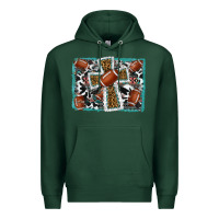 Sports Green football cross aztec leopard background Premium Hoodie - RanaPortraitStore