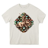 Cream Aztec symbol rodeo Heavy Core Tee - FaDigitalArtStudio