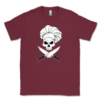 Burgundy chef skull and crossbones knives halloween Classic Tee - linhVisuals