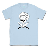 Dusty Blue chef skull and crossbones knives halloween Classic Tee - linhVisuals