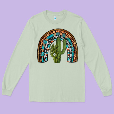Revize Cactus Gemstone Rainbow Long Sleeve Tee Designed By Artiststas