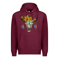 Burgundy bull skull western Premium Hoodie - BarkalooDesign