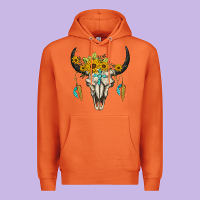 Bull Skull Western Premium Hoodie Designed By Barkaloodesign
