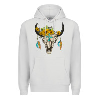 Dove Grey bull skull western Premium Hoodie - BarkalooDesign