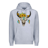 Heather Grey bull skull western Premium Hoodie - BarkalooDesign
