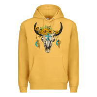 Mustard bull skull western Premium Hoodie - BarkalooDesign