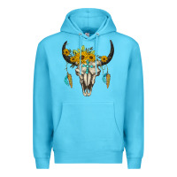 Ocean Blue bull skull western Premium Hoodie - BarkalooDesign