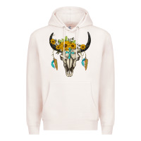 Pale Pink bull skull western Premium Hoodie - BarkalooDesign