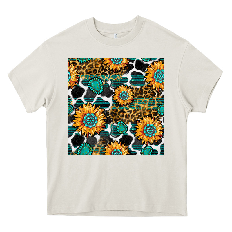 Gemstone Sunflower Leopard Seamless Pattern Heavy Core Tee by BundleAndBundleShop | Teevron