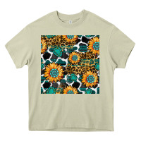 Mossy gemstone sunflower leopard seamless pattern Heavy Core Tee - BundleAndBundleShop