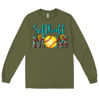 Army Green western leopard  sunflowers glitter mom softball Long Sleeve Tee - Artiststas