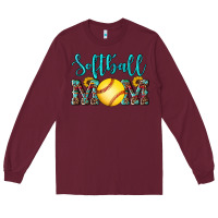 Burgundy western leopard  sunflowers glitter mom softball Long Sleeve Tee - Artiststas