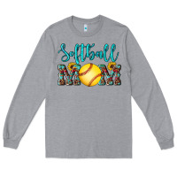 Heather Grey western leopard  sunflowers glitter mom softball Long Sleeve Tee - Artiststas