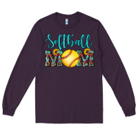 Plum western leopard  sunflowers glitter mom softball Long Sleeve Tee - Artiststas
