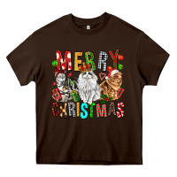 Chocolate Brown Merry christmas cats Heavy Core Tee - FaDigitalArtStudio