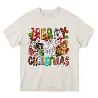Cream Merry christmas cats Heavy Core Tee - FaDigitalArtStudio