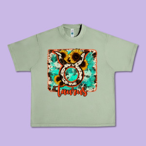 Taurus Turquoise Cowhide Urban Heavy Tee Designed By Ranaportraitstore