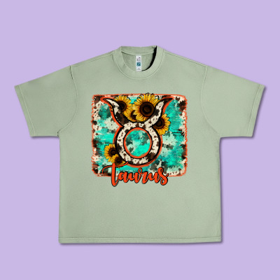 Taurus Turquoise Cowhide Urban Heavy Tee Designed By Ranaportraitstore