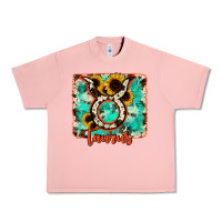 Salmon taurus turquoise cowhide Urban Heavy Tee - RanaPortraitStore