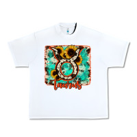 White taurus turquoise cowhide Urban Heavy Tee - RanaPortraitStore