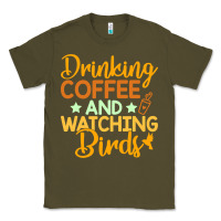 Army Green drinking coffee watching birds funny Classic Tee - linhVisuals