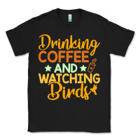 Black drinking coffee watching birds funny Classic Tee - linhVisuals