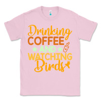 Bubblegum Pink drinking coffee watching birds funny Classic Tee - linhVisuals