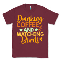 Burgundy drinking coffee watching birds funny Classic Tee - linhVisuals