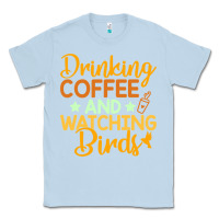 Dusty Blue drinking coffee watching birds funny Classic Tee - linhVisuals