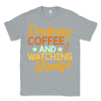 Heather Grey drinking coffee watching birds funny Classic Tee - linhVisuals