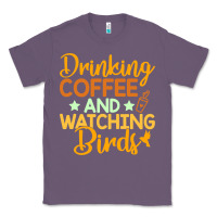 Lavender drinking coffee watching birds funny Classic Tee - linhVisuals