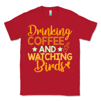Red drinking coffee watching birds funny Classic Tee - linhVisuals