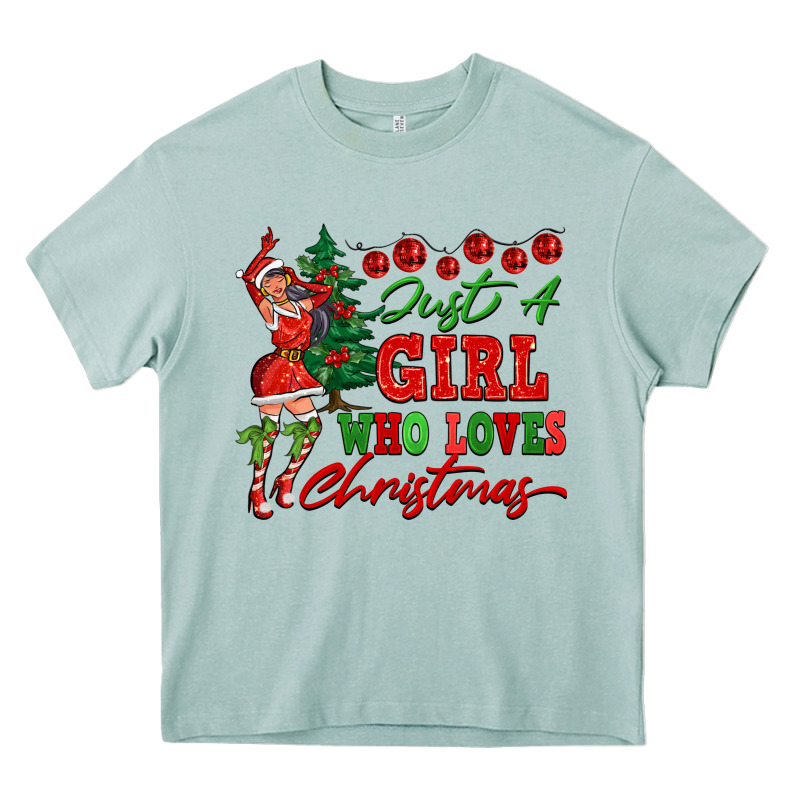 Just A Girl Who Loves Christmas Heavy Core Tee by FaDigitalArtStudio | Teevron