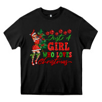 Black Just A Girl Who Loves Christmas Heavy Core Tee - FaDigitalArtStudio
