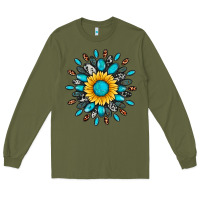 Army Green gemstone sunflower Long Sleeve Tee - Artiststas