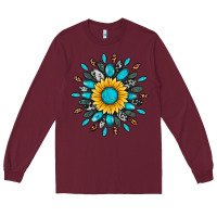 Burgundy gemstone sunflower Long Sleeve Tee - Artiststas