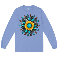 Colony Blue gemstone sunflower Long Sleeve Tee - Artiststas