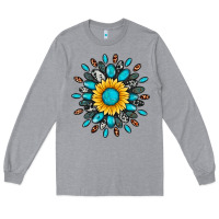 Heather Grey gemstone sunflower Long Sleeve Tee - Artiststas