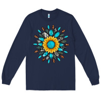 Navy gemstone sunflower Long Sleeve Tee - Artiststas