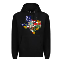 Black bull skull texas map american playng Premium Hoodie - BarkalooDesign