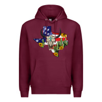 Burgundy bull skull texas map american playng Premium Hoodie - BarkalooDesign