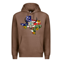 Chestnut bull skull texas map american playng Premium Hoodie - BarkalooDesign