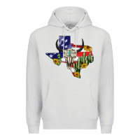 Dove Grey bull skull texas map american playng Premium Hoodie - BarkalooDesign